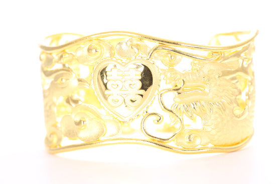 Dragon and Phoenix 24K Gold Cuff