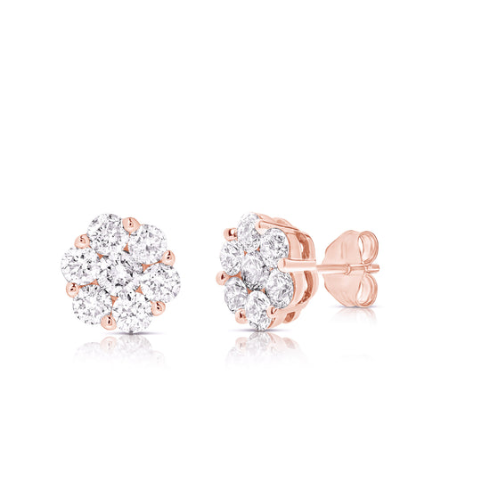 FLOWER CLUSTER 1.50 TCW STUD EARRING