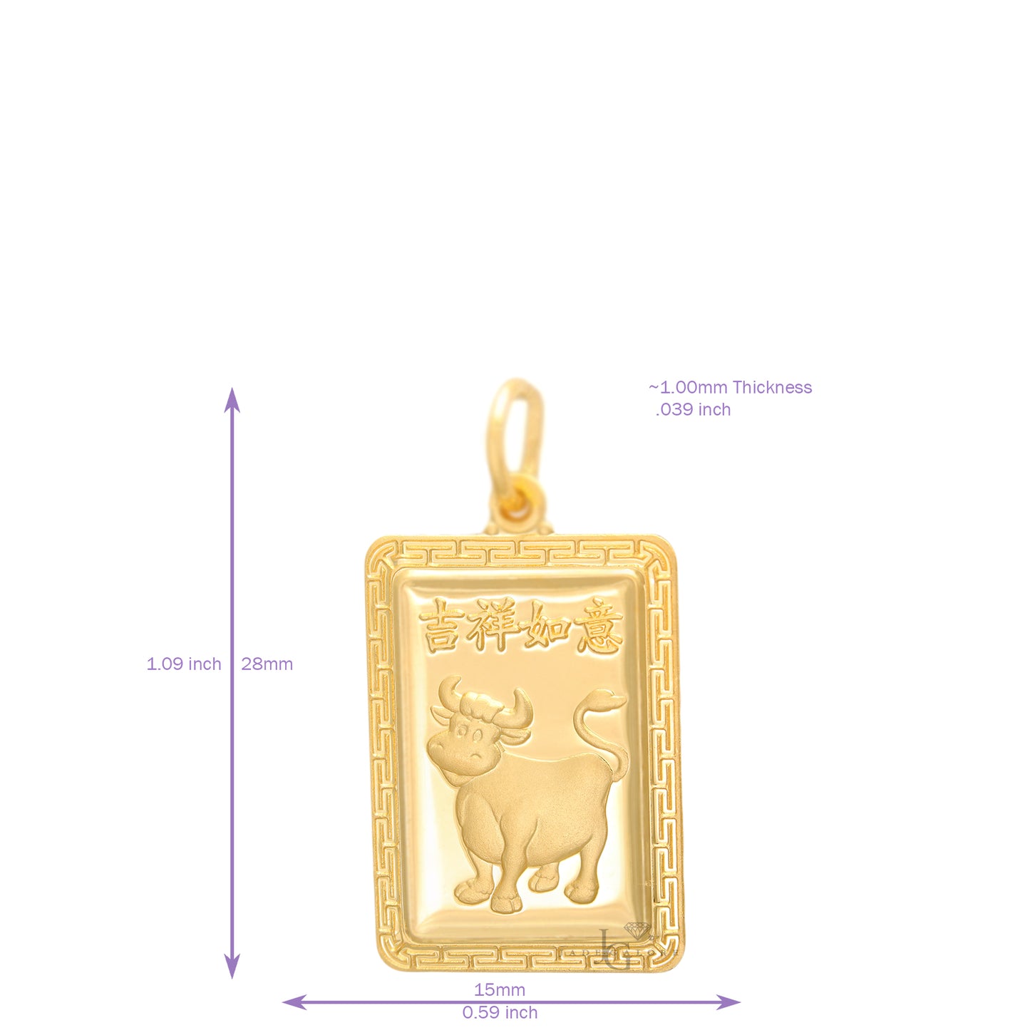 Load image into Gallery viewer, 24K Small Rectangle Ox Pendant

