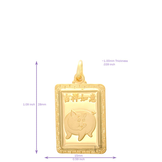 Load image into Gallery viewer, 24K Small Rectangle Pig Pendant
