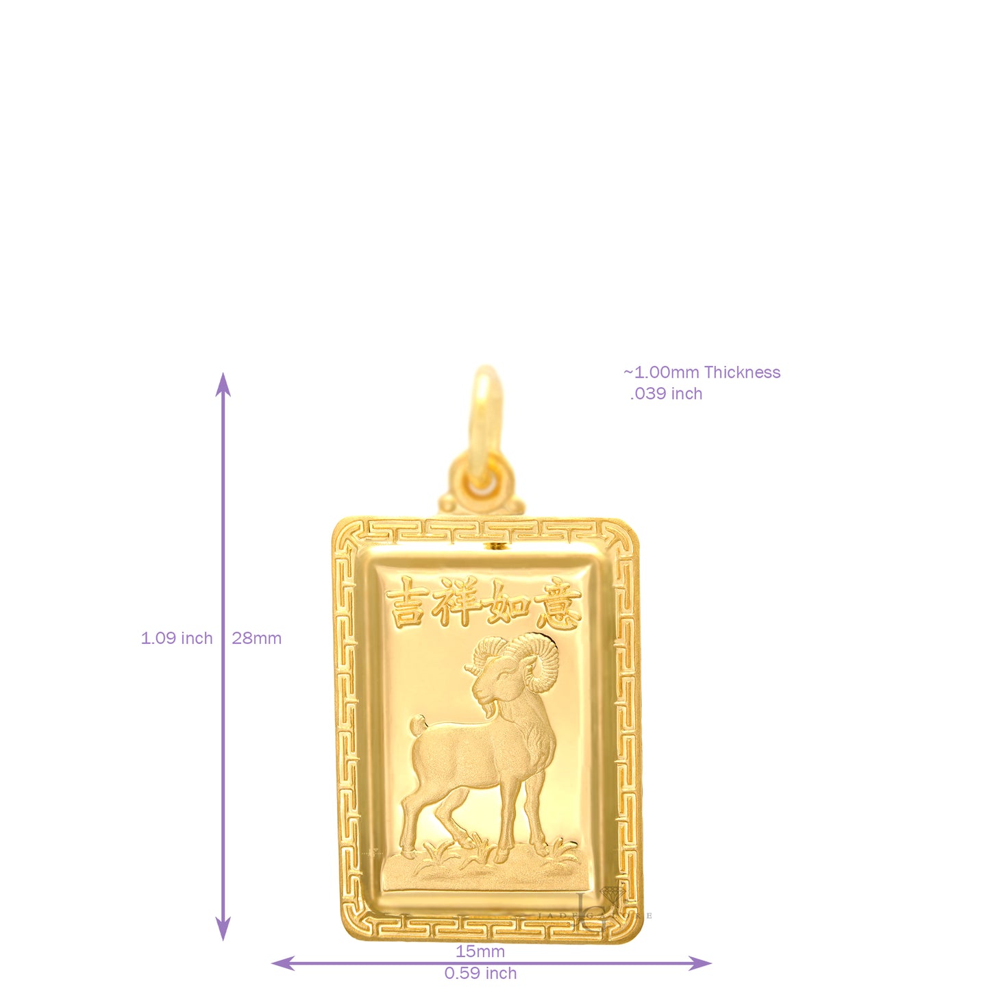 Load image into Gallery viewer, 24K Small Rectangle Ram Pendant
