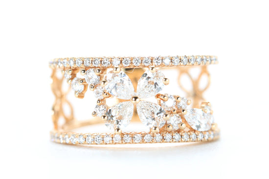 Floral Diamond Ring Rose Gold