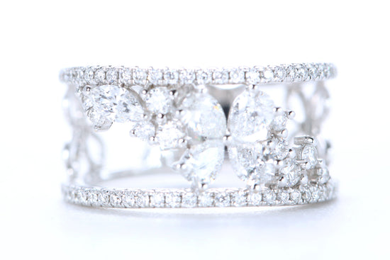 Floral Diamond Ring White Gold