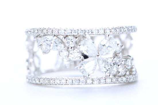 Floral Diamond Ring White Gold