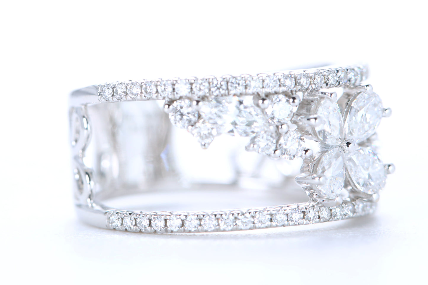 Floral Diamond Ring White Gold