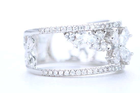 Floral Diamond Ring White Gold