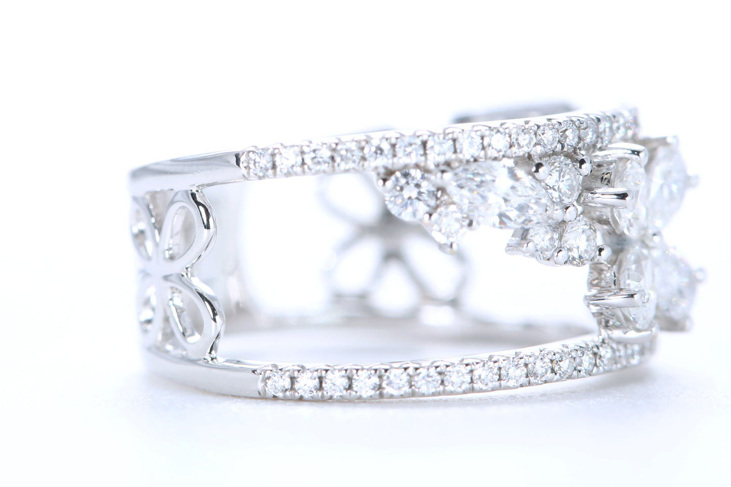 Floral Diamond Ring White Gold