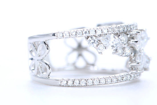 Floral Diamond Ring White Gold