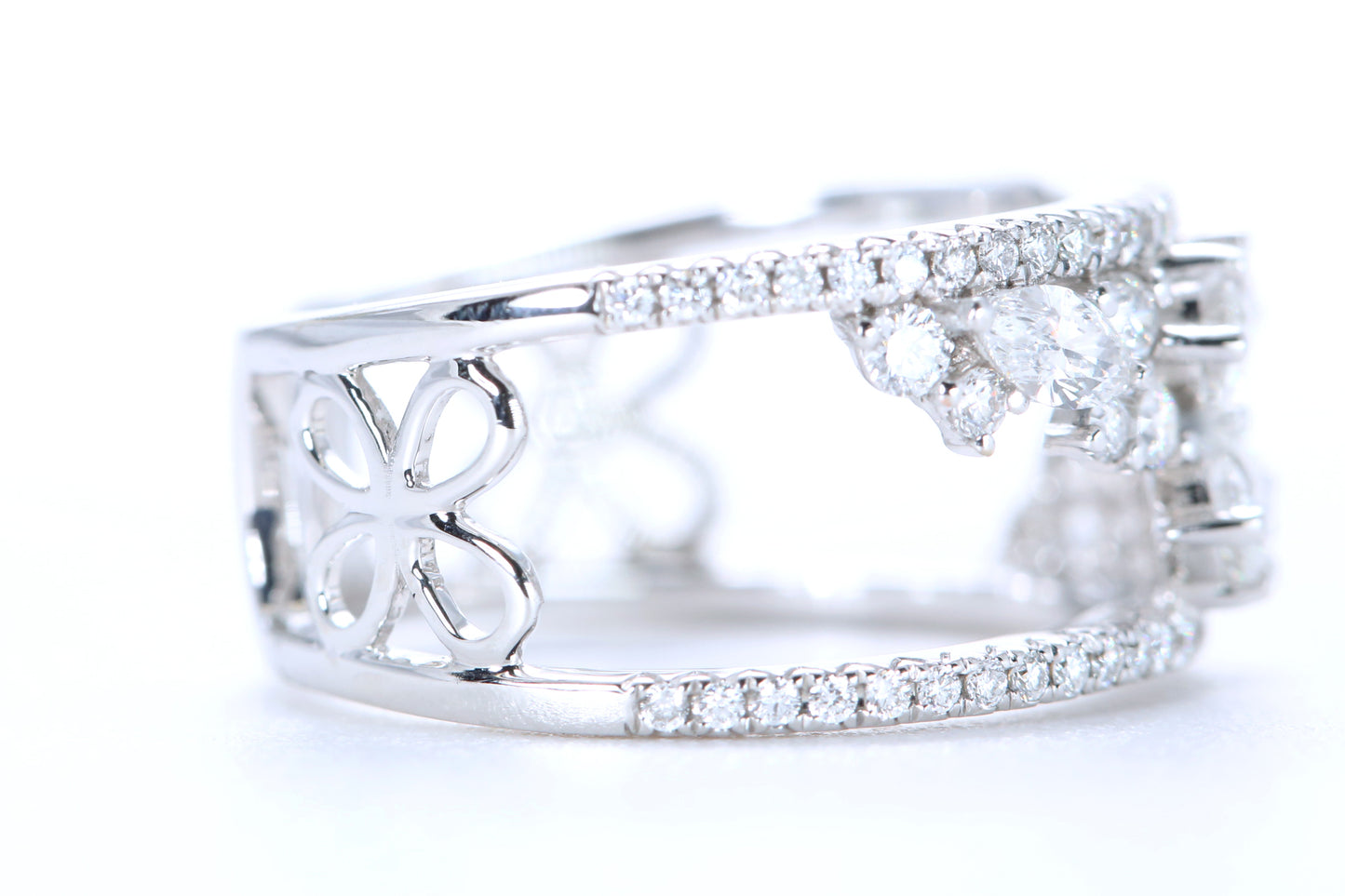 Floral Diamond Ring White Gold