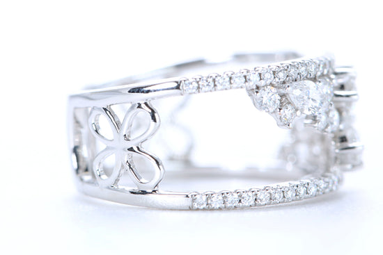 Floral Diamond Ring White Gold