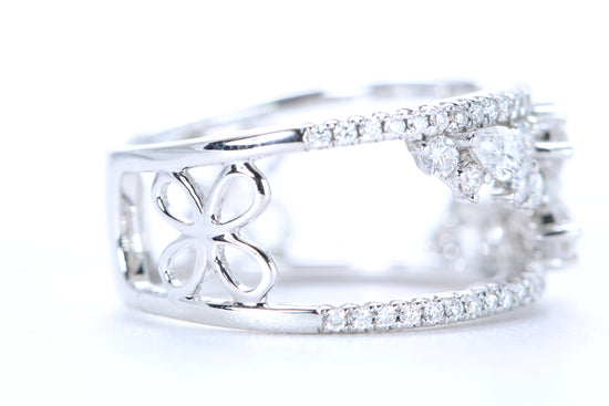 Floral Diamond Ring White Gold