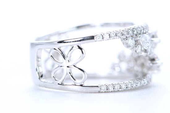 Floral Diamond Ring White Gold