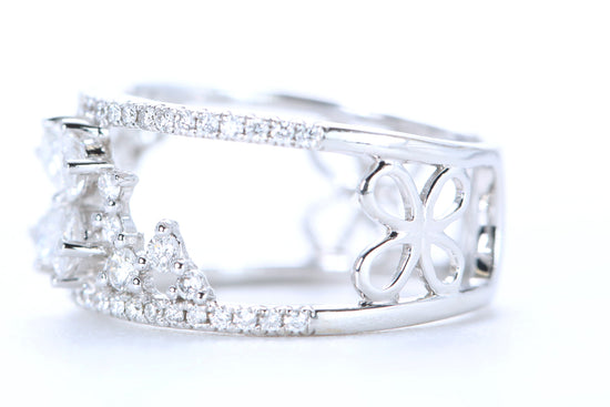 Floral Diamond Ring White Gold