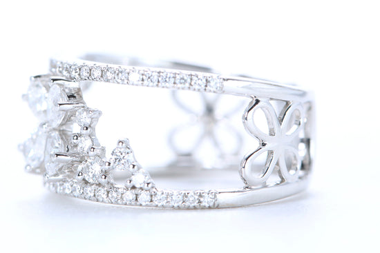 Floral Diamond Ring White Gold