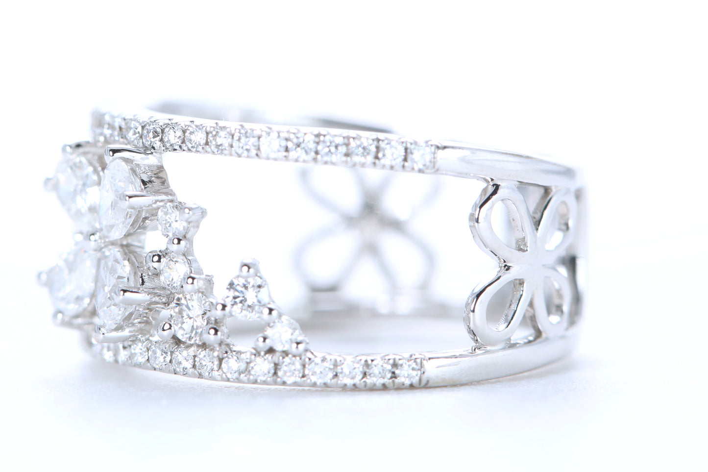 Floral Diamond Ring White Gold