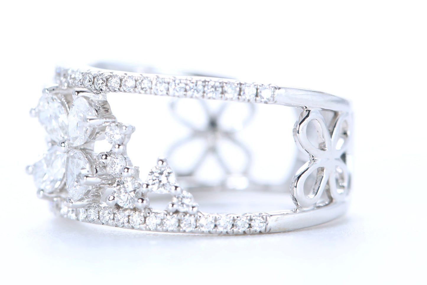 Floral Diamond Ring White Gold