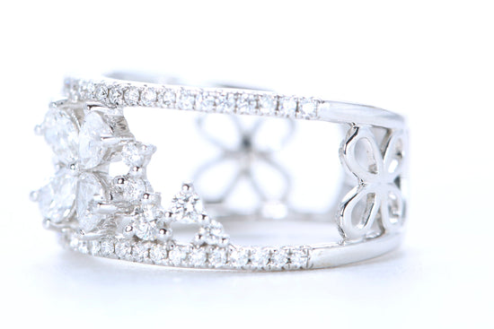 Floral Diamond Ring White Gold