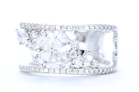 Floral Diamond Ring White Gold