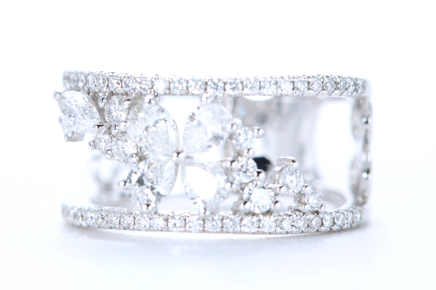 Floral Diamond Ring White Gold