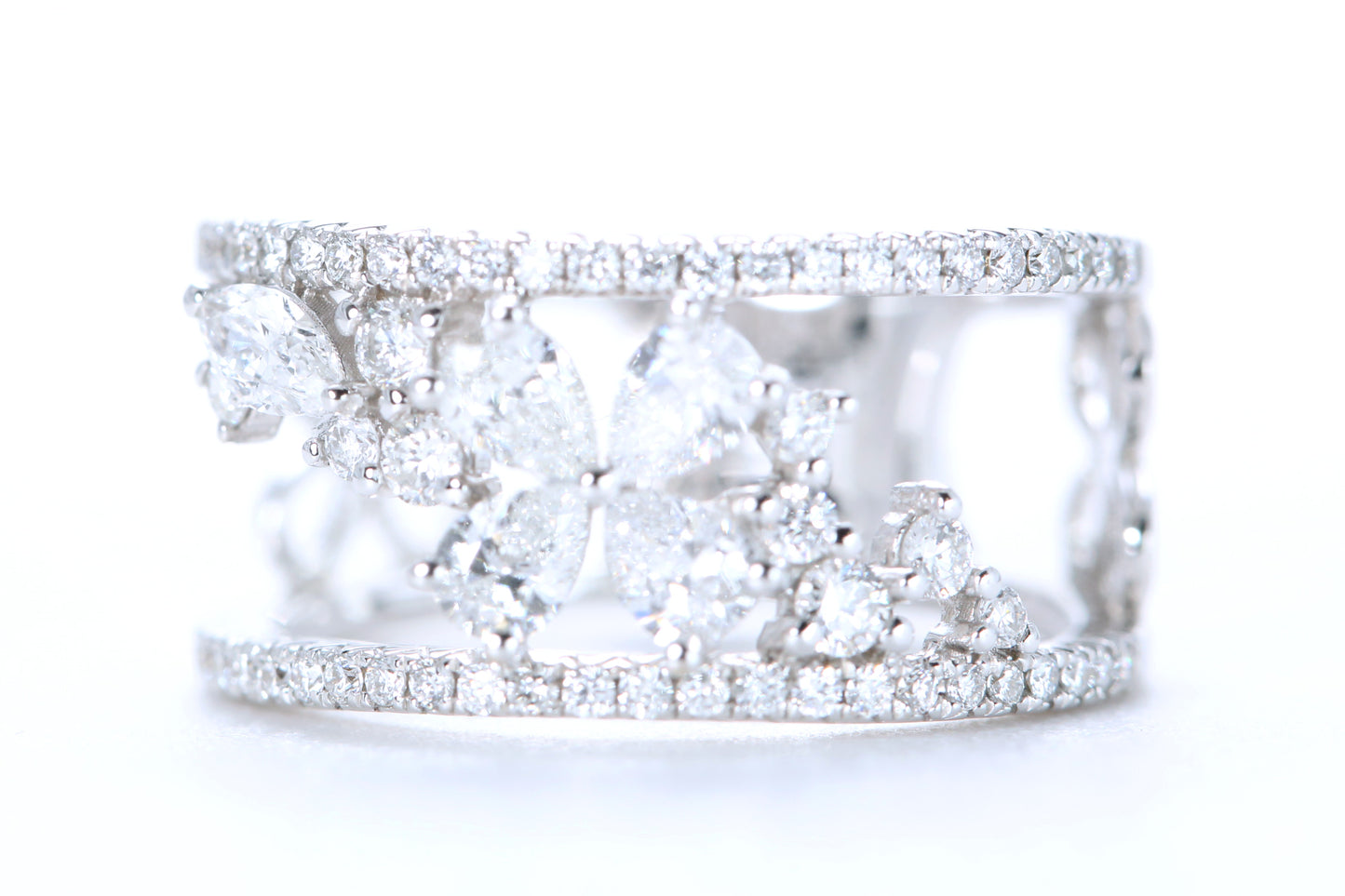 Floral Diamond Ring White Gold