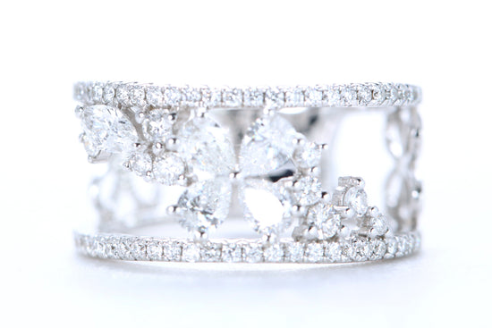 Floral Diamond Ring White Gold