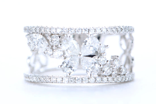 Floral Diamond Ring White Gold