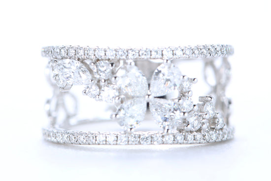 Floral Diamond Ring White Gold