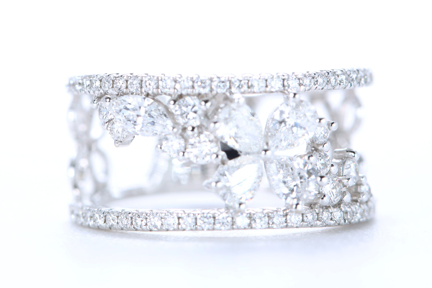 Floral Diamond Ring White Gold