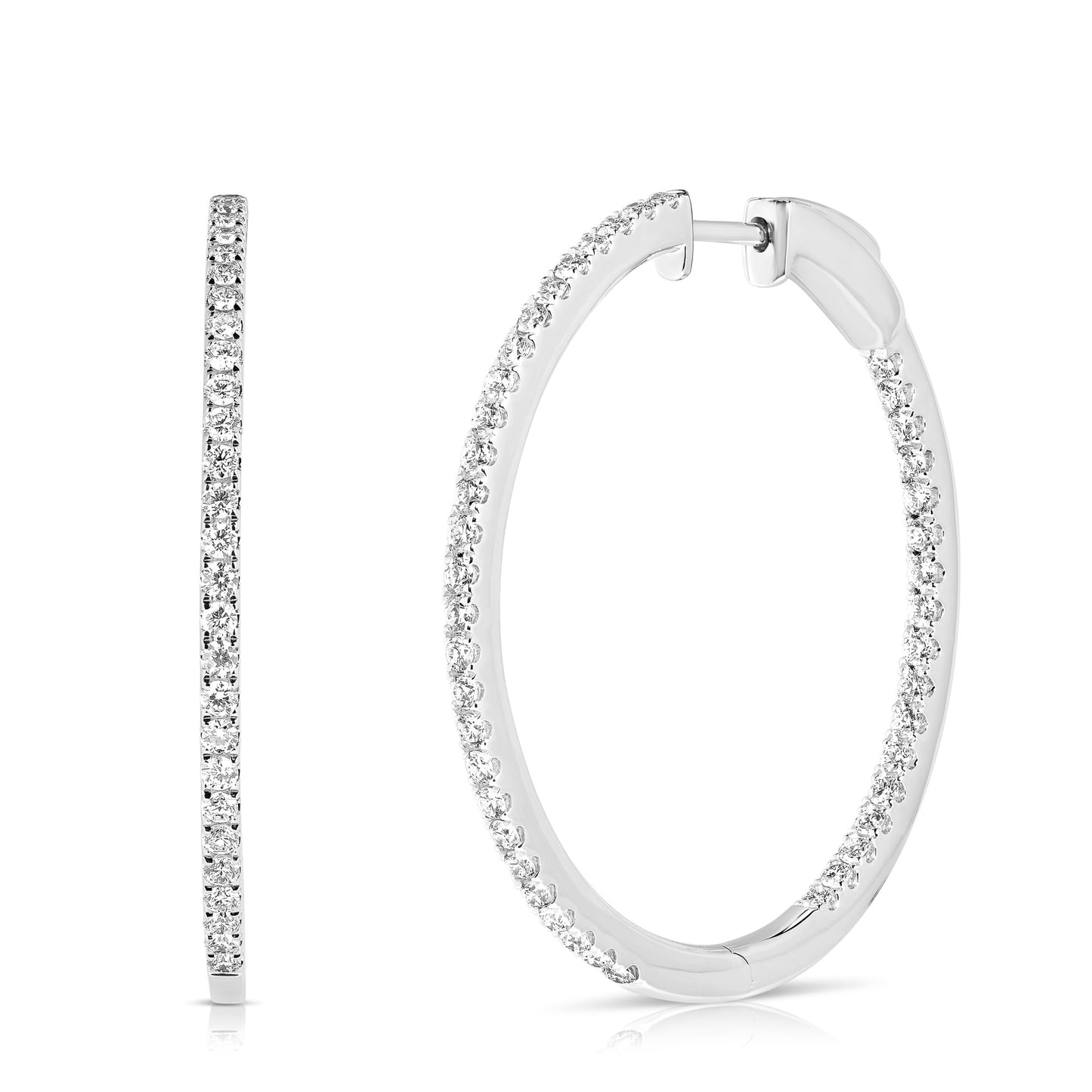 Load image into Gallery viewer, PREMIER LARGE PRONG SET ROUND HOOPS
