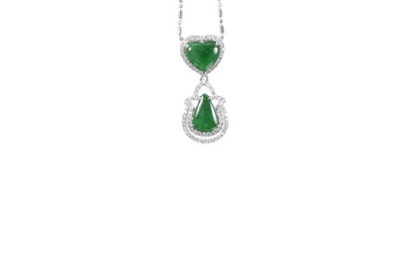 Jadeite Pear and Heart Pendant