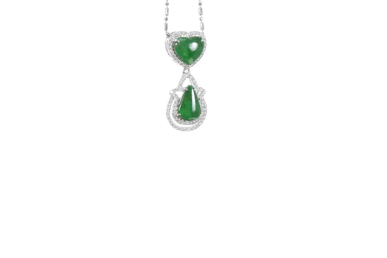 Jadeite Pear and Heart Pendant