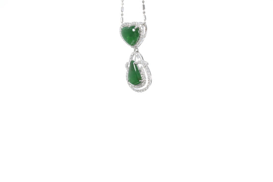 Jadeite Pear and Heart Pendant