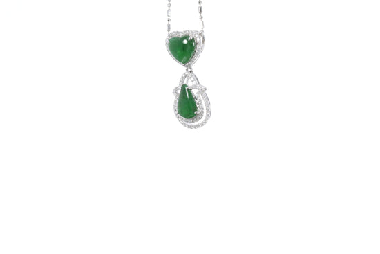 Jadeite Pear and Heart Pendant