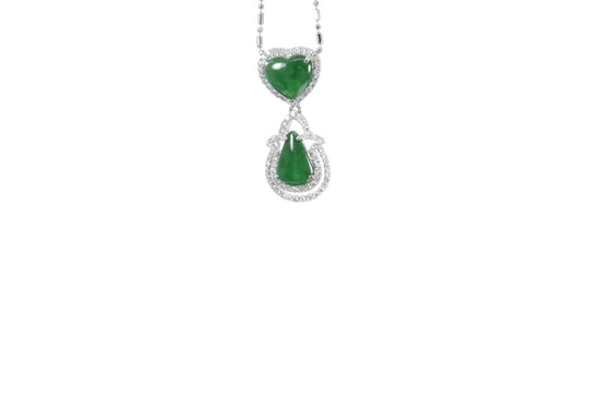 Jadeite Pear and Heart Pendant