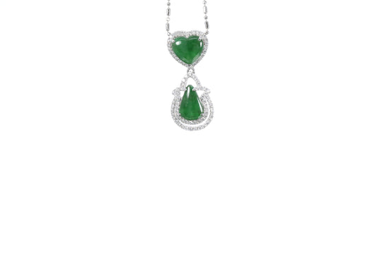 Jadeite Pear and Heart Pendant