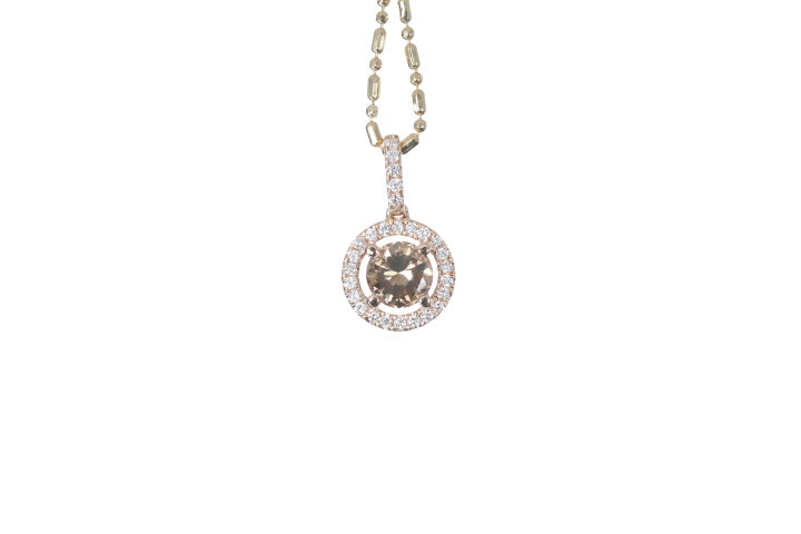 Brown Cognac Diamond Halo Pendant