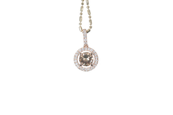 Brown Cognac Diamond Halo Pendant