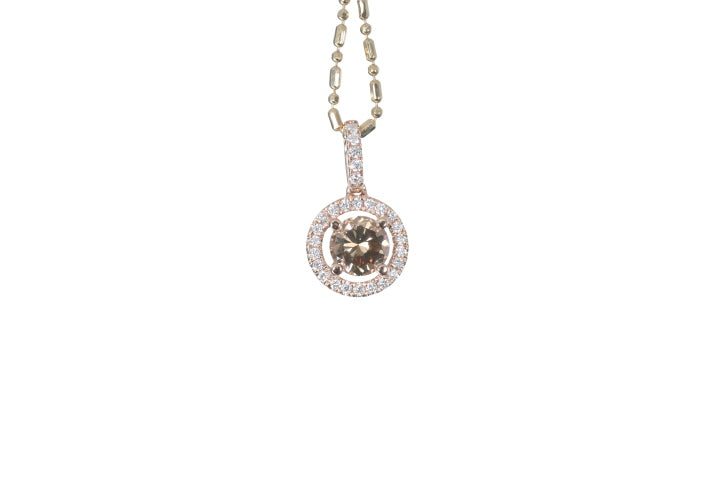 Brown Cognac Diamond Halo Pendant