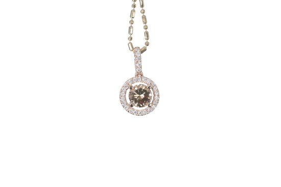 Brown Cognac Diamond Halo Pendant