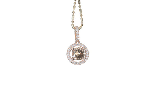 Brown Cognac Diamond Halo Pendant