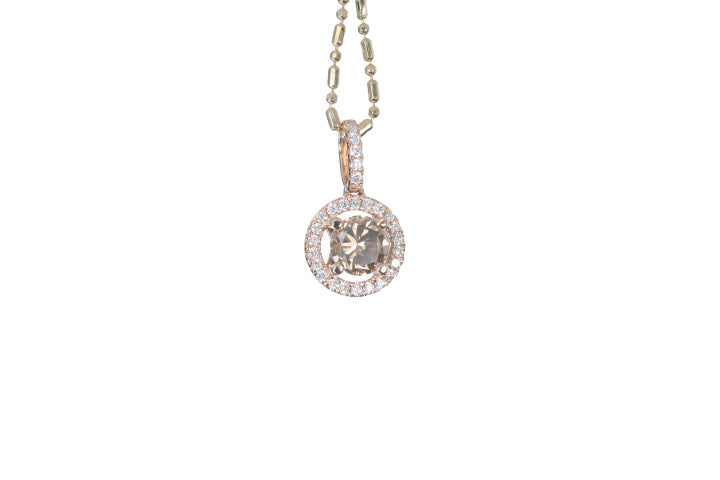 Brown Cognac Diamond Halo Pendant