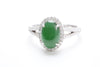 Jadeite and Diamond Halo Ring