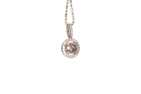 Brown Cognac Diamond Halo Pendant