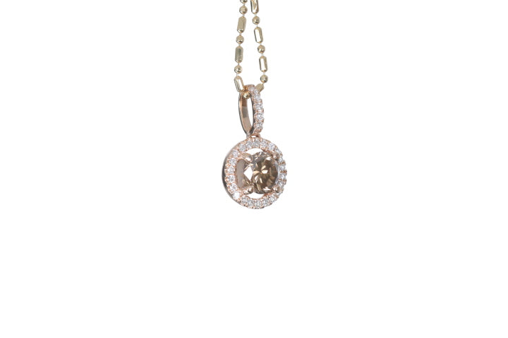 Brown Cognac Diamond Halo Pendant