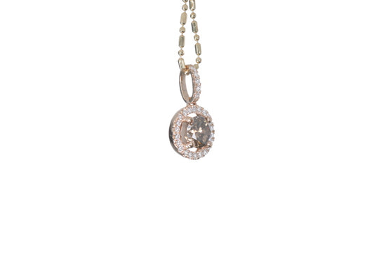 Brown Cognac Diamond Halo Pendant