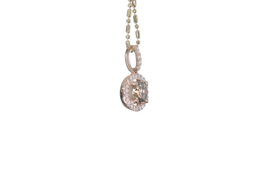 Brown Cognac Diamond Halo Pendant