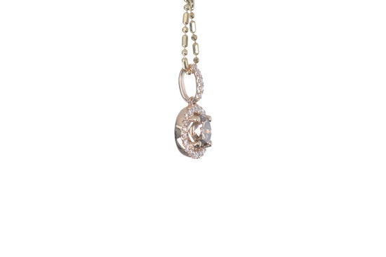 Brown Cognac Diamond Halo Pendant