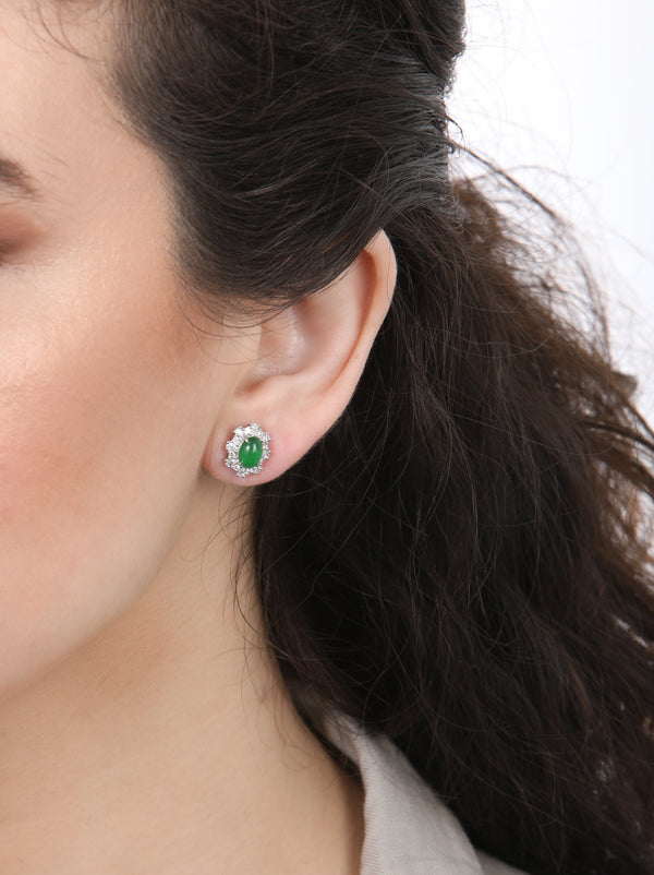 Jadeite and Diamond Earrings