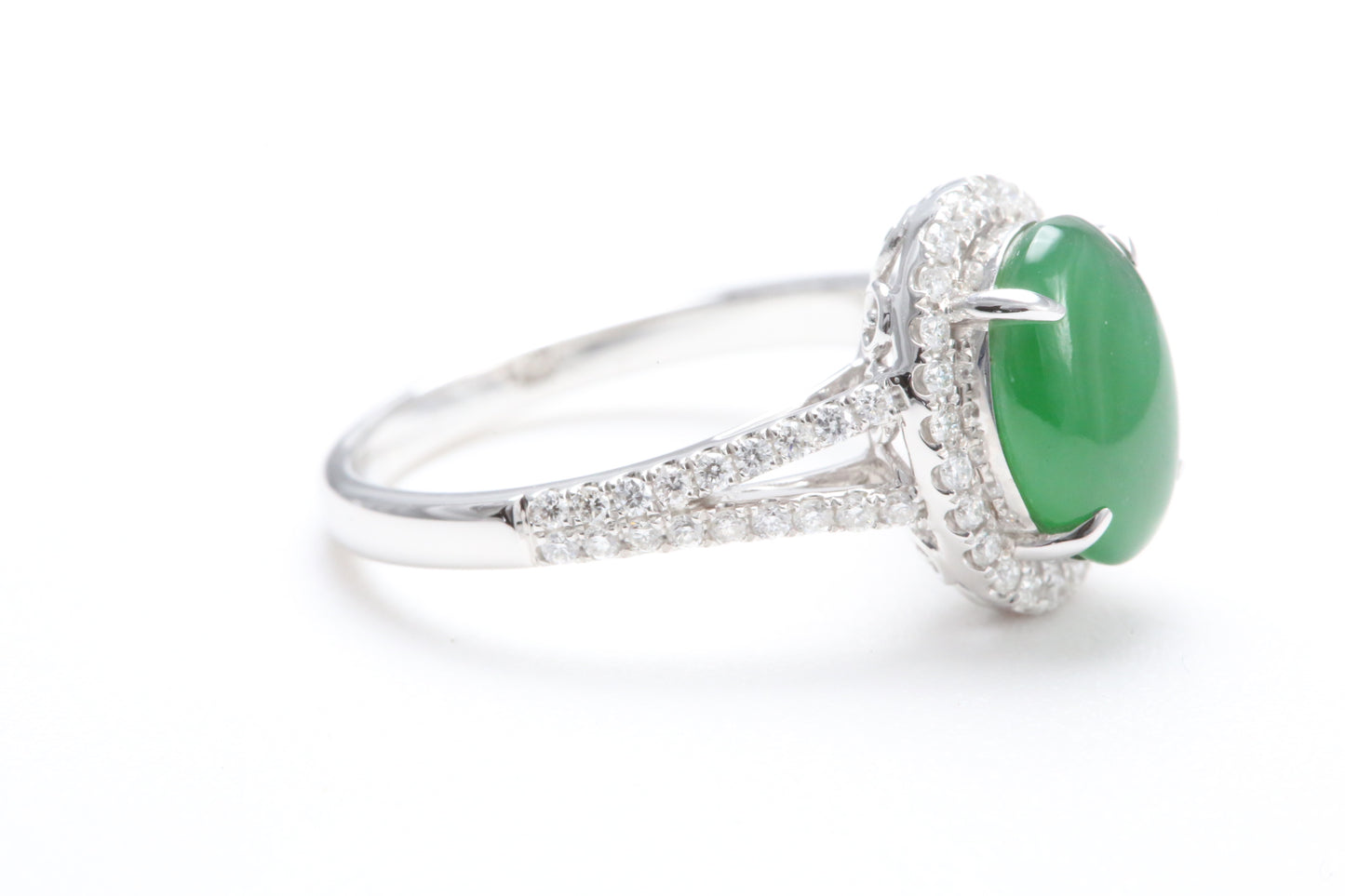 Jadeite and Diamond Halo Ring