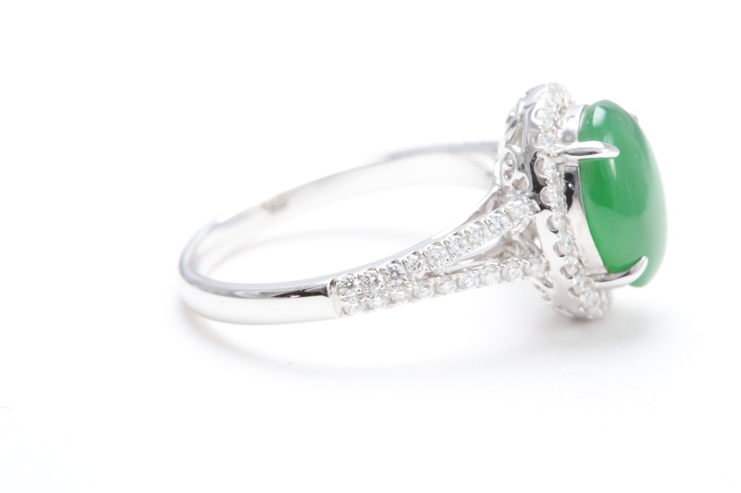 Jadeite and Diamond Halo Ring